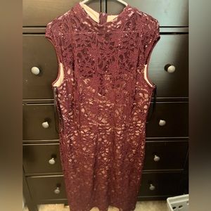 Maroon lace midi dress formal wear